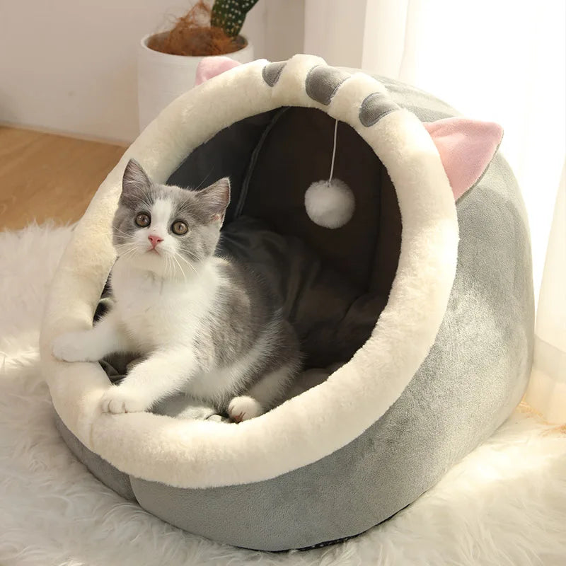 Deep Sleep Cat Cave Bed – Foldable Washable Cartoon Pet Bed for Cats and Small Dogs