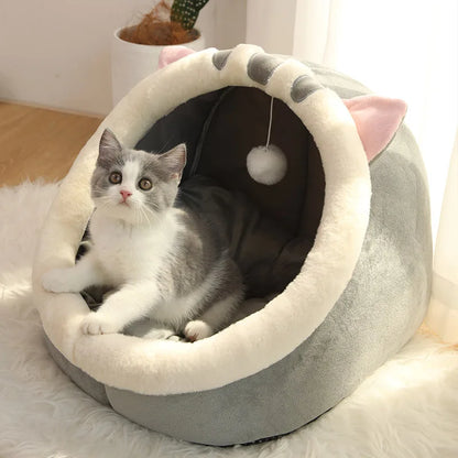 Deep Sleep Cat Cave Bed – Foldable Washable Cartoon Pet Bed for Cats and Small Dogs