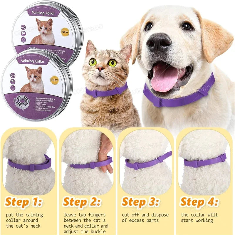Calming Pheromone Pet Collar – Adjustable Anxiety Relief Collar for Dogs and Cats