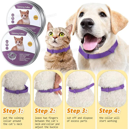 Calming Pheromone Pet Collar – Adjustable Anxiety Relief Collar for Dogs and Cats
