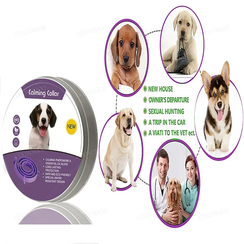 Calming Pheromone Pet Collar – Adjustable Anxiety Relief Collar for Dogs and Cats