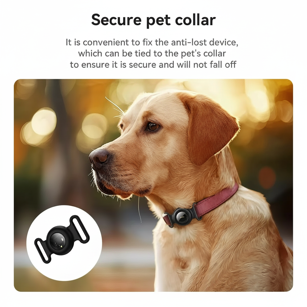 GPS Pet Tracker for Dogs & Cats – No Monthly Fee Smart Tracker Compatible with Apple Find My
