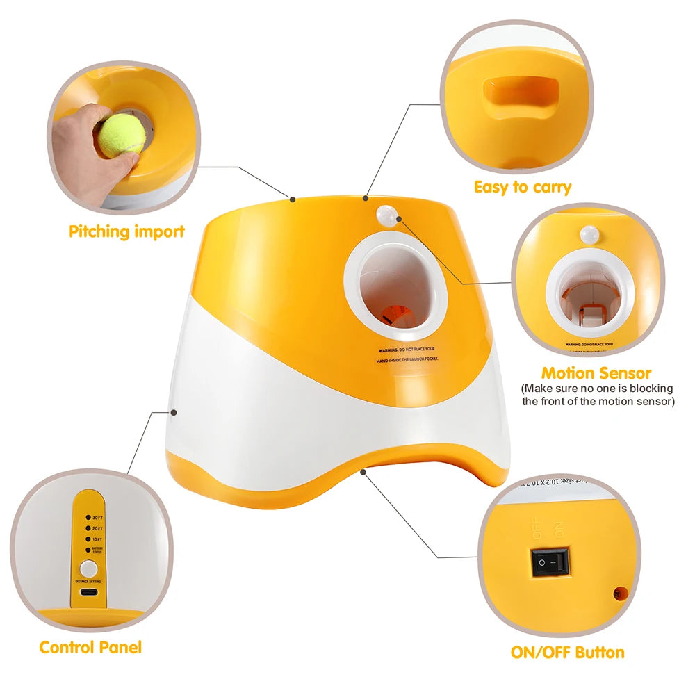 Automatic Dog Ball Launcher – Interactive Tennis Ball Throwing Machine for Dog Training and Play