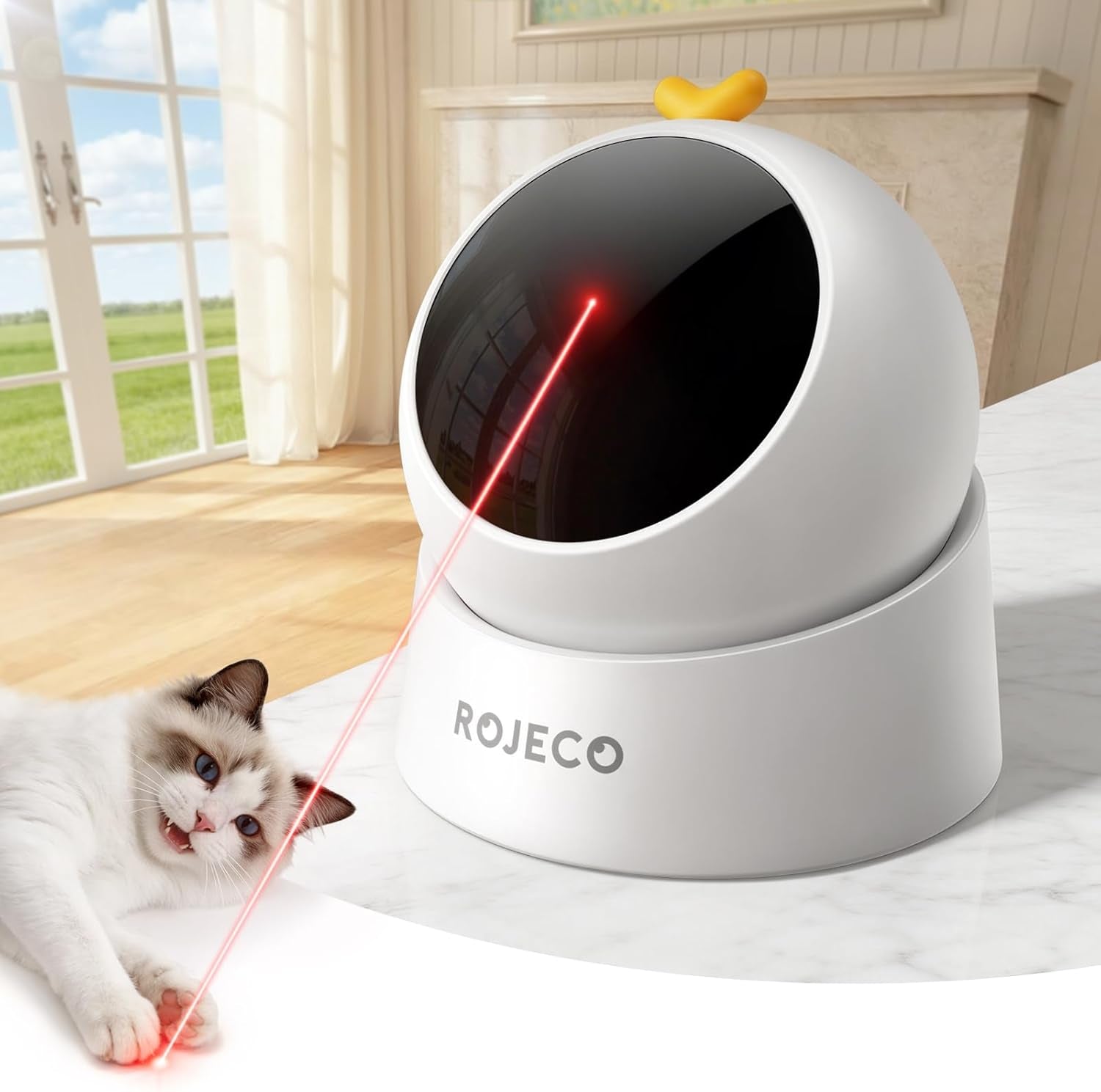 ROJECO Automatic Laser Cat Toy | 360° Interactive Trajectory | USB Rechargeable | Auto Shut-Off | Indoor Cat Exercise Toy