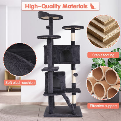 54-Inch Cat Tree Tower – Multi-Level Condo Playhouse with Scratching Posts and Perches for Indoor Cats