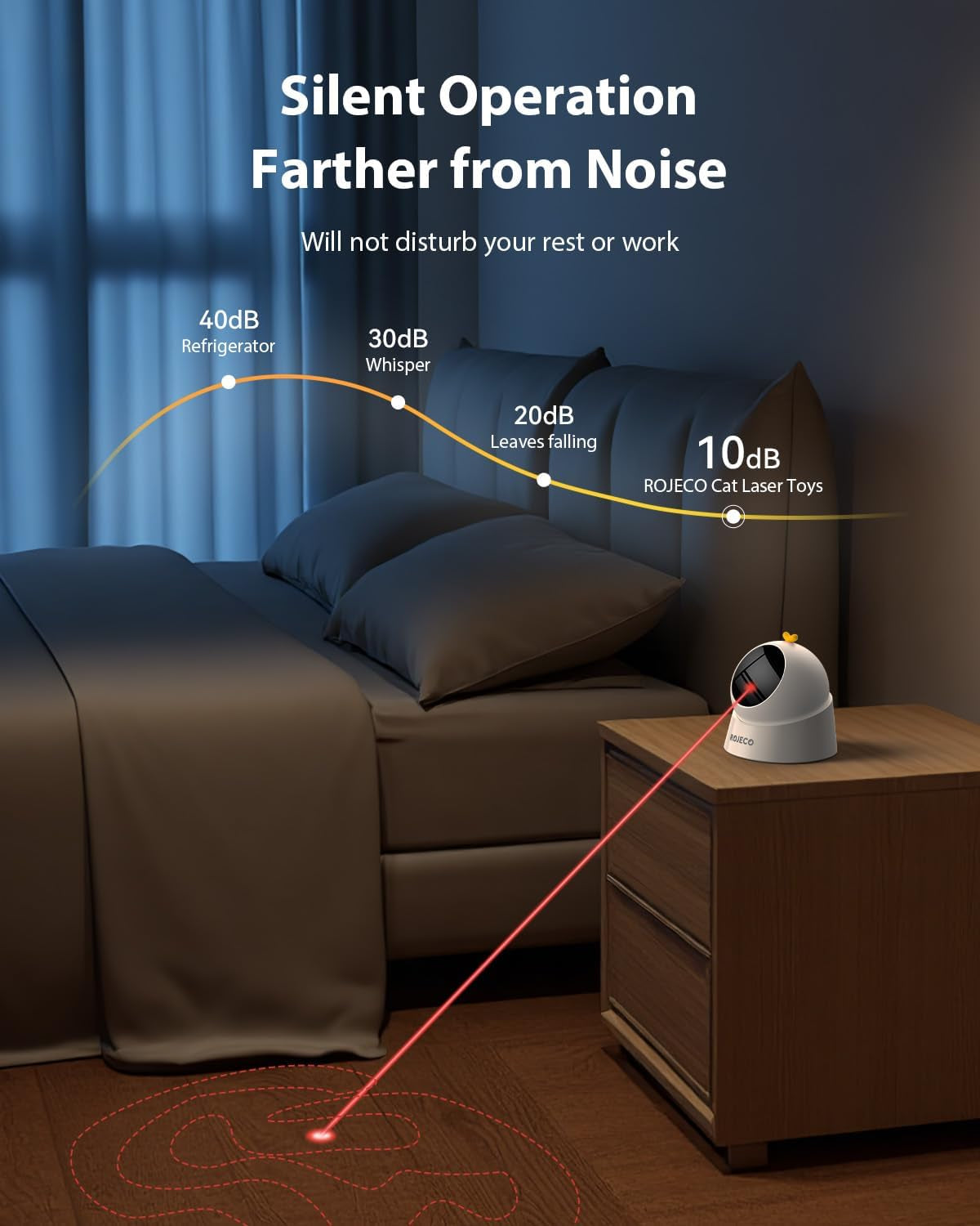 ROJECO Automatic Laser Cat Toy | 360° Interactive Trajectory | USB Rechargeable | Auto Shut-Off | Indoor Cat Exercise Toy