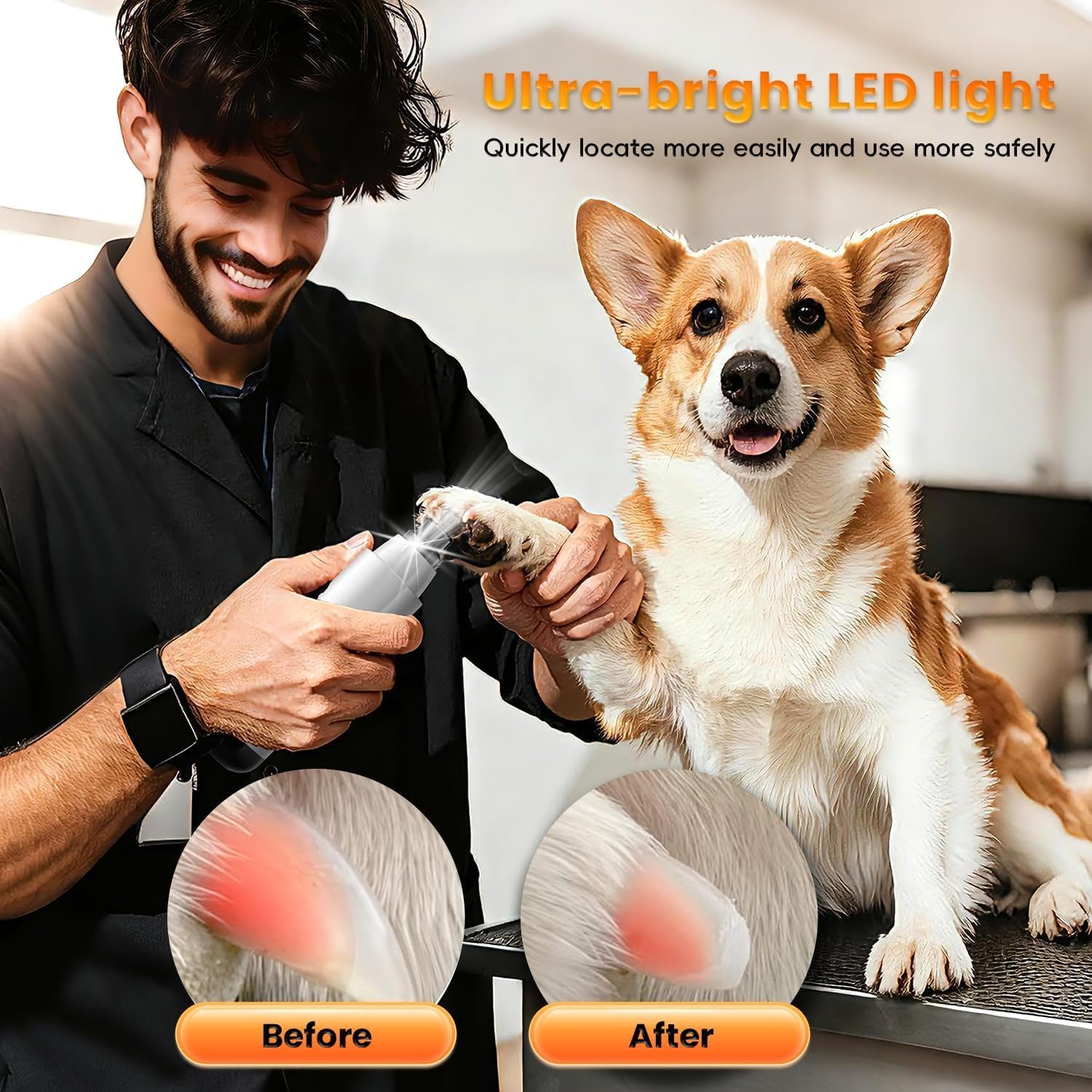 Quiet USB Rechargeable Dog Nail Grinder – Professional Electric Pet Nail Trimmer for Safe and Stress-Free Grooming
